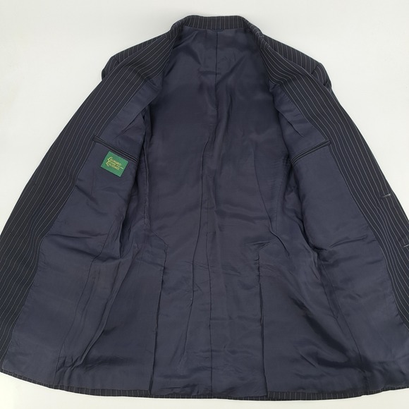 Leonard Logsdail Mens 38L Navy Blue Pinstripe 2 Piece Suit 31x31 Bespoke Style - Picture 9 of 16